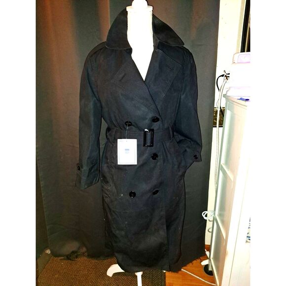 NWT DLA Gorgeous Zipper Out Padded Lined Black Trench Coat Ladies 8S Belted - Picture 1 of 10